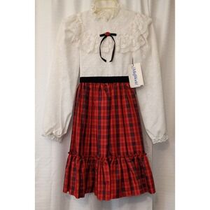 Vintage Mini‎ World Red Black Holiday Dress Girls Size 14 Lace Top NWT Victorian